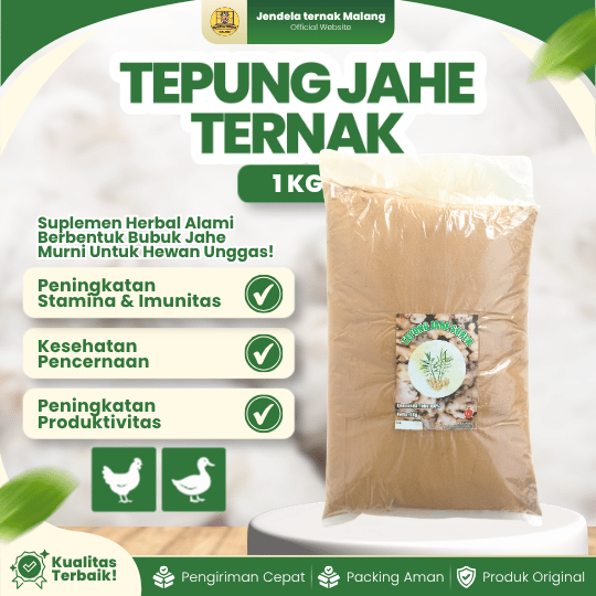 TEPUNG JAHE TERNAK 1 KG FEED GRADE - Suplemen Meningkatkan Nafsu Makan & Daya Tahan Tubuh Ternak.