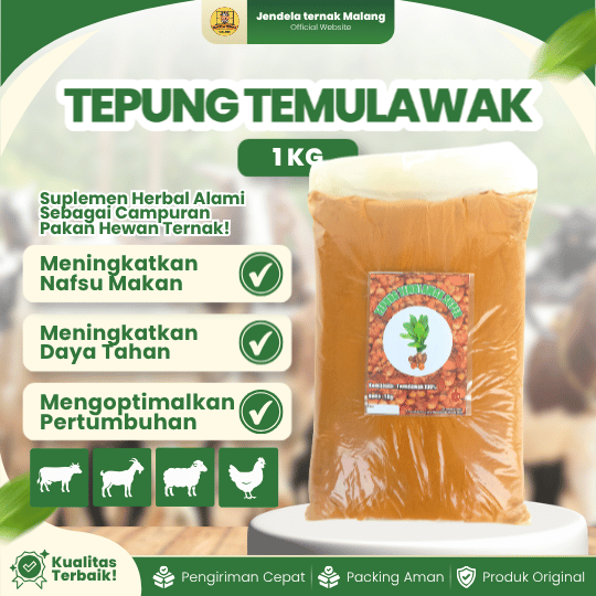 TEPUNG TEMULAWAK 1 KG FEED GRADE - Suplemen Herbal Meningkatkan Kesehatan Ternak Dan Unggas.