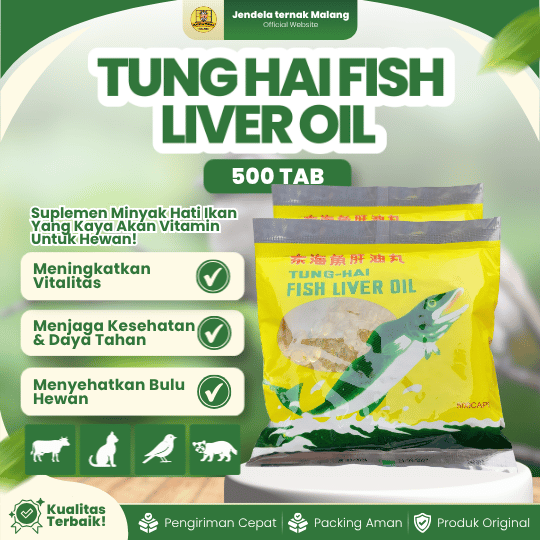 TUNG HAI FISH LIVER OIL 500 TAB - Vitamin Minyak Ikan Untuk Hewan Peliharaan, Unggas Dan Ternak.