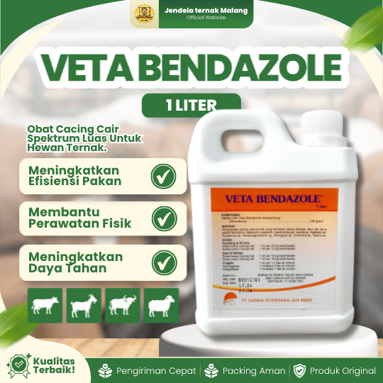 VETA BENDAZOLE 1 LITER - Untuk Cacingan, Memperbaiki Dan Meningkatkan Efisiensi Pakan Ternak