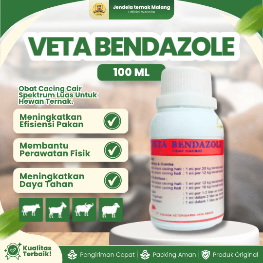 VETA BENDAZOLE 100 ML - Untuk Cacingan, Memperbaiki Dan Meningkatkan Efisiensi Pakan Ternak