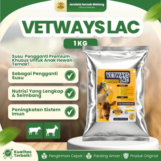 VETWAYS LAC 1 KG - Susu Pengganti Induk Anti Diare & Mencret Hewan Ternak.
