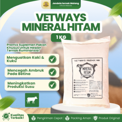 VETWAYS MINERAL HITAM 1 KG – Mineral Penguat Tulang, Kuku & Mencegah Pincang, Lumpuh, Ambruk Sapi.