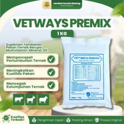 VETWAYS PREMIX 1 KG – Multivitamin, Mineral Dan Meningkatkan Berat Badan Lengkap Untuk Hewan Ternak.