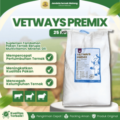VETWAYS PREMIX 25 KG – Premix Mineral Multivitamin Penambah Nafsu Makan & Penggemuk Sapi Kambing Domba