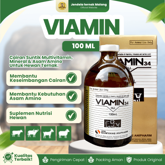 VIAMIN 100 ML - Vitamin Asam Amino Pelengkap Untuk Pemulihan Hewan Ternak.