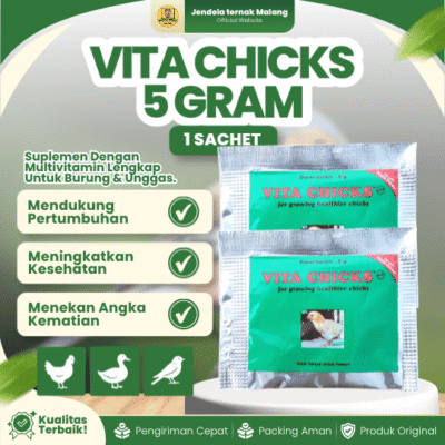 VITA CHICKS 5 GRAM BY MEDION – Vitamin Pertumbuhan Ayam, Burung Dan Unggas.