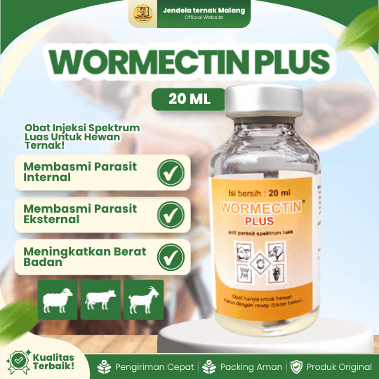 WORMECTIN PLUS 20 ML BY MEDION - Spektrum Luas Membasmi Parasit Internal & Eksternal.