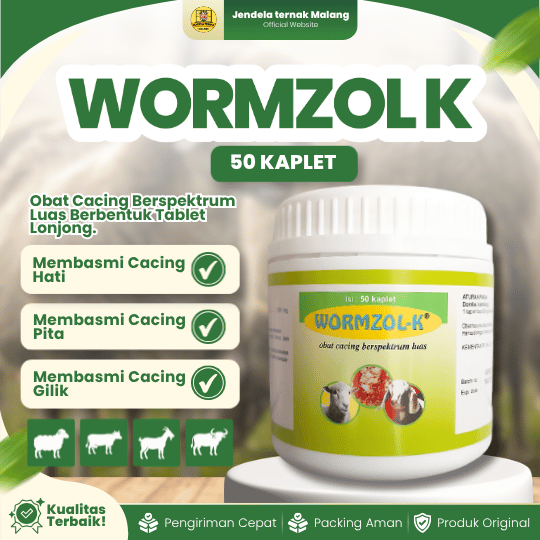 WORMZOL-K 50 KAPLET BY MEDION -  Membasmi Semua Stadium Cacingan Hewan Ternak.