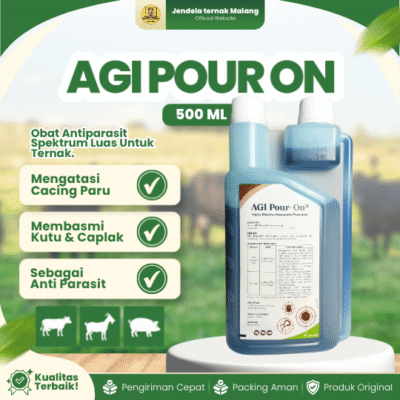 AGI POUR ON 500 ML KALBE – Untuk Masalah Parasit Pada Hewan Ternak sapi, kambing, domba, dan babi Tetes Punggung