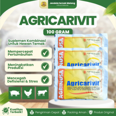 AGRICARIVIT 100 GRAM BY AGRINUSA – Multivitamin Pemacu Pertumbuhan & Mengatasi Stres Pada Ternak.