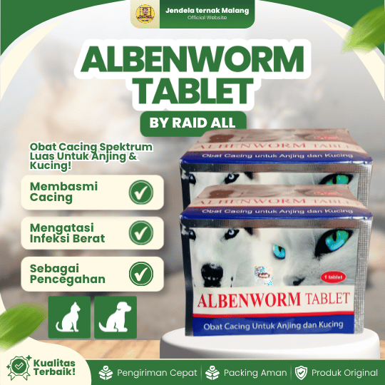 ALBENWORM TABLET RAID ALL - Untuk Masalah Cacing pada Hewan Kucing dan Anjing