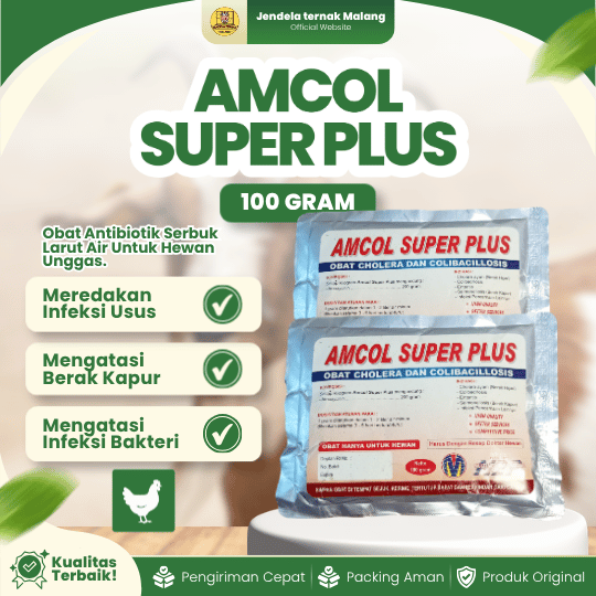 AMCOL SUPER PLUS 100 GRAM M2P - Mengatasi Masalah Perncernaan & Pernafasan Pada Unggas.