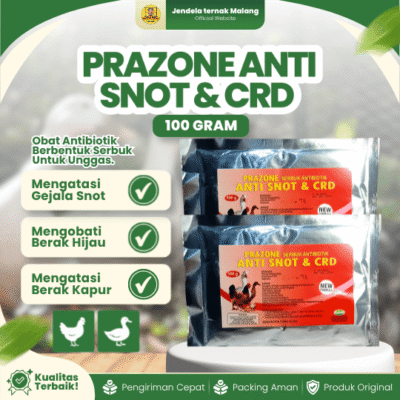 PRAZONE ANTI SNOT & CRD SERBUK 100 GRAM RAID-ALL – Untuk Masalah Pada unggas Ayam Bebek