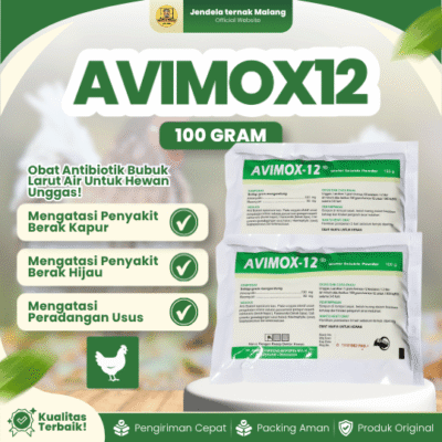 AVIMOX-12 100 GRAM – Atasi Snot, Coli, Berak Kapur & Hijau Dan Pencernaan Pada Unggas Like AMOXITIN.