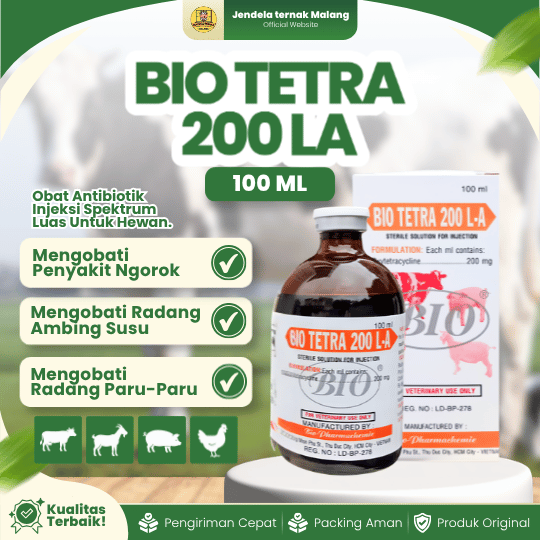 BIO TETRA 200 LA 100 ML - Untuk Hewan Ternak Lainnya.