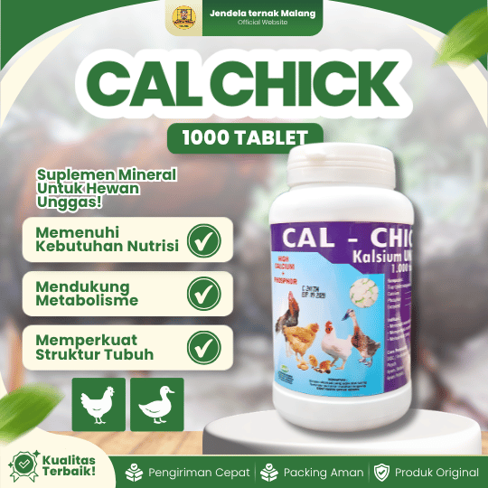 CAL CHICK 1000 TABLET - Kalsium Vitamin Penguat Tulang & Metabolisme Untuk Ayam Dan Unggas.