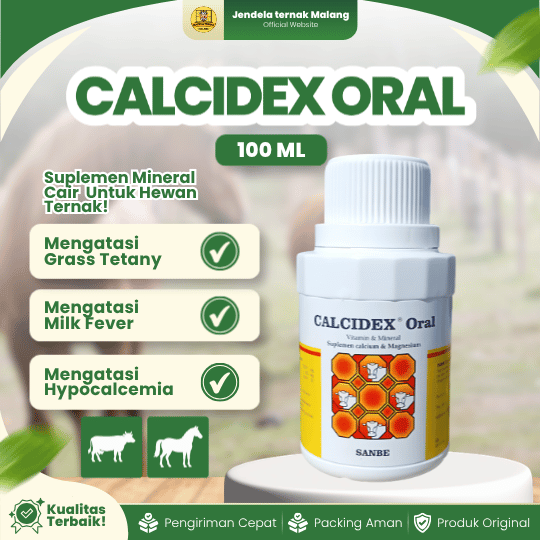 CALCIDEX ORAL 100 ML - Mengatasi Defisiensi Calcium Magnesium & Vitamin D Hewan Ternak.