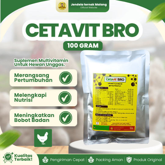 CETAVIT BRO 100 GRAM - Vitamin Untuk Pertumbuhan & Penggemuk  Ayam Broiler Ayam Pedaging Unggas