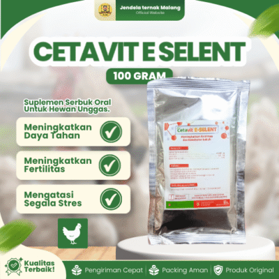 CETAVIT E SELENT 100 GRAM – Vitamin E Selenium Untuk Kekebalan Ternak Ayam Unggas