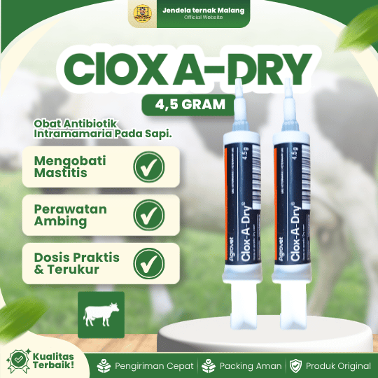 ClOX A-DRY 1 PCS 4,5 GRAM - Untuk Masalah Mastitis Pada Hewan Ternak Sapi