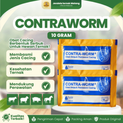 CONTRA-WORM 10 GRAM – Ampuh Untuk Membasmi Segala Jenis Cacingan Hewan Ternak.