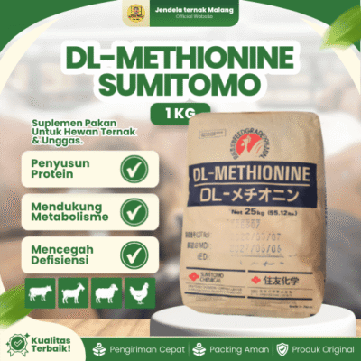 DL-METHIONINE SUMITOMO 1 KG REPACK – Asam Amino Esensial Untuk Pertumbuhan Unggas & Ternak.
