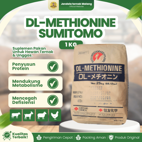 DL-METHIONINE SUMITOMO 1 KG REPACK - Asam Amino Esensial Untuk Pertumbuhan Unggas & Ternak.