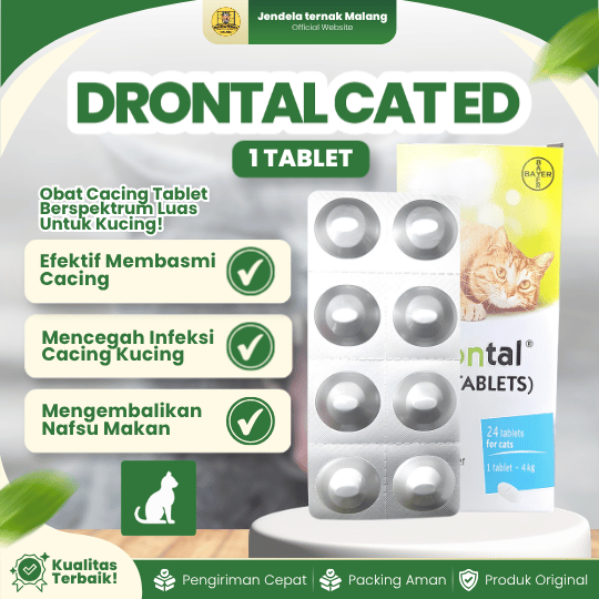 DRONTAL CAT ED PANJANG TABLET ECER BAYER - Untuk Mengatasi Cacingan Pada Kucing Dewasa & Kitten