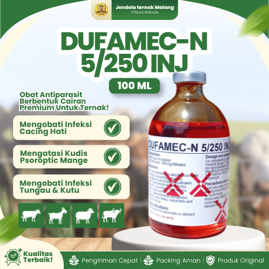 DUFAMEC-N 5/250 INJEKSI 100 ML - Obat Cacing Hati Sapi Kerbau Kambing Domba