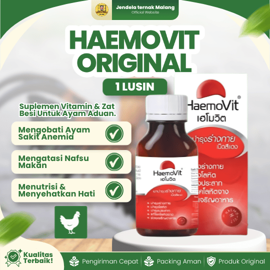 HAEMOVIT 1 LUSIN (ISI 12 BOTOL) - Vitamin Untuk Meningkatkan Stamina, Semangat dan Kekuatan Ayam