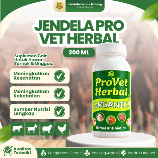 JENDELA PRO VET HERBAL 200 ML - Growth Promotor Untuk Meningkatkan Kesehatan Hewan.