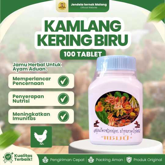 KAMLANG KERING BIRU 100 TABLET - Suplement Herbal Lengkap Original Untuk Ayam