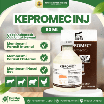KEPROMEC INJ 50 ML – Atasi Cacingan, Gudik, Scabies & Kutu Hewan Ternak.