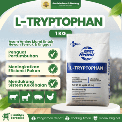 L-TRYPTOPHAN 1 KG REPACK – Asam Amino Untuk Menjaga Keseimbangan Protein & Pertumbuhan Ternak.
