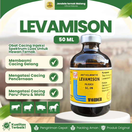 LEVAMISON 50 ML BY WONDER - Mencegah Cacingan, Saluran Pencernaan & Pernapasan Hewan Ternak.