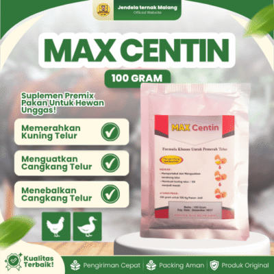 MAX CENTIN 100 GRAM – Untuk Pemerah Kuning & Menebalkan Cangkang Pada Telur Ayam & Bebek