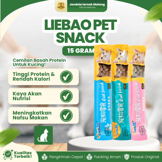 LIEBAO PET SNACK 15 GRAM - Cat Treat Stick Snack Bernutrisi Untuk Kucing & Kitten.