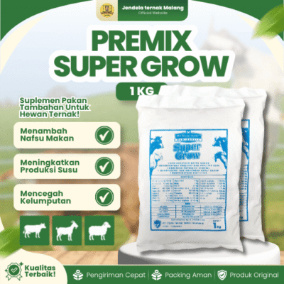 PREMIX SUPER GROW 1 KG – Premix Multivitamin Pemacu Pertumbuhan Dan Produksi Susu Perah Hewan.