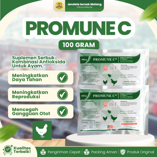 PROMUNE C 100 GRAM VADCO - Vitamin C, E & Selenium Untuk Meningkatkan Daya Tahan Unggas Ayam