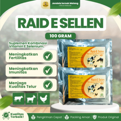 RAID E SELEN 100 GRAM RAID-ALL – Meningkatkan Fertilitas Ternak Ayam Sapi Kambing