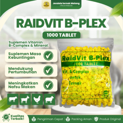 RAIDVIT B-PLEX 1000 TABLET RAID ALL – Vitamin B Komplek Untuk Ternak Unggas Ayam Domba Kambing Sapi
