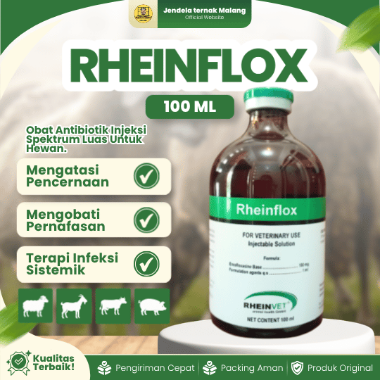 RHEINFLOX 100 ML RHEINVET - Untuk Masalah Pernafasan & Pernafasan Ternak Sapi Kambing Ayam Babi