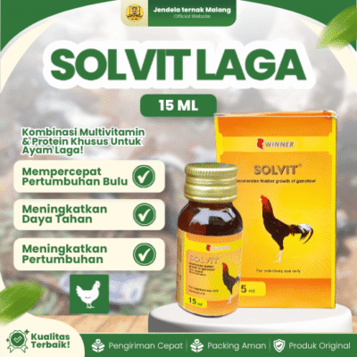 SOLVIT LAGA 15 ML WINNER BY MEDION – Vitamin Penumbuh & Meningkatkan Pertumbuhan Bulu Ayam Laga.
