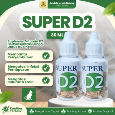 SUPER D2 30 ML – Vitamin Membantu Kucing Terkena Flu, Ca.li.ci, Panl.eu, & Dis.tem.per.