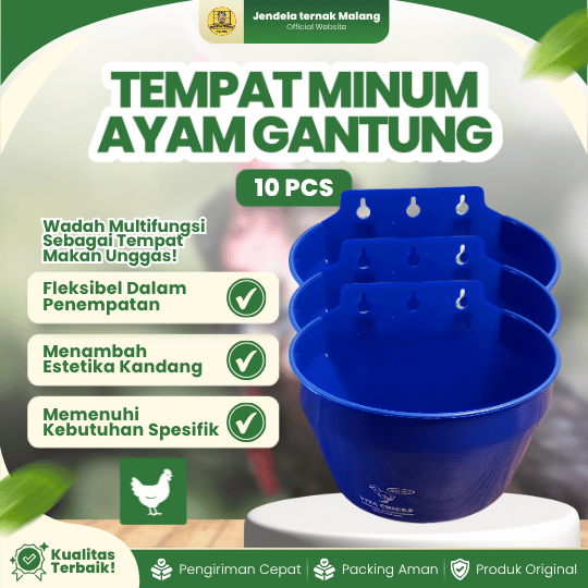 TEMPAT MINUM AYAM GANTUNG BIRU 10 PCS BY MEDION - Tempat Pakan Makan Minum Ayam Burung Cepuk