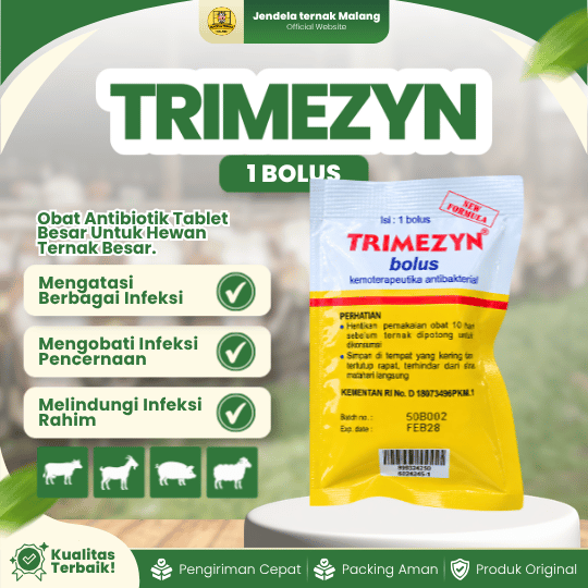 TRIMEZYN BOLUS ECER - Untuk Pernafasan & Pencernaan Diare Pada Hewan Ternak.