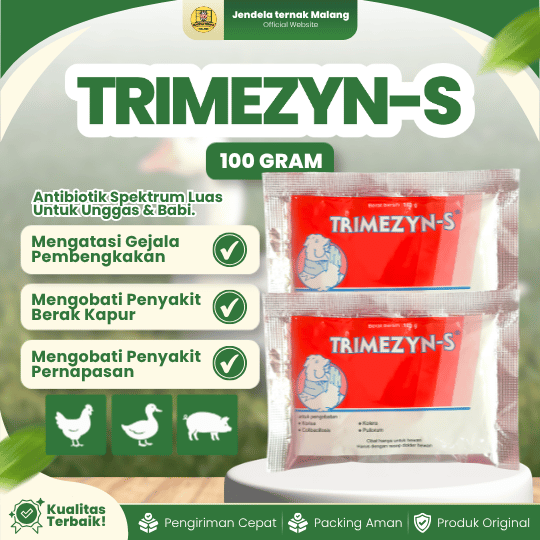 TRIMEZYN-S 100 GRAM BY MEDION - Untuk Ko,risa, CRD, Ko,lera, Dan Lainnya Pada Unggas & B2.