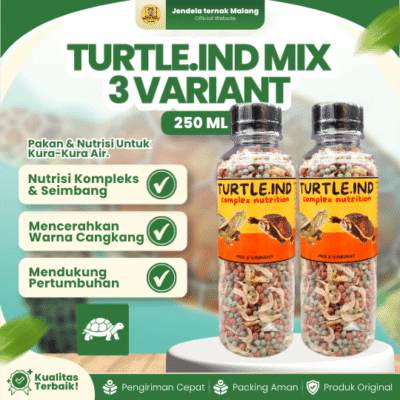 TURTLE IND MIX 3 VARIANT – Pakan Pelet Spirinula Udang Kering Kura Kura Air Brazil Res Shokuji