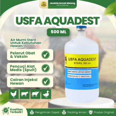 USFA AQUADEST 500  ML – Bisa Untuk Pelarut Vaksin & Pencuci Spuit.
